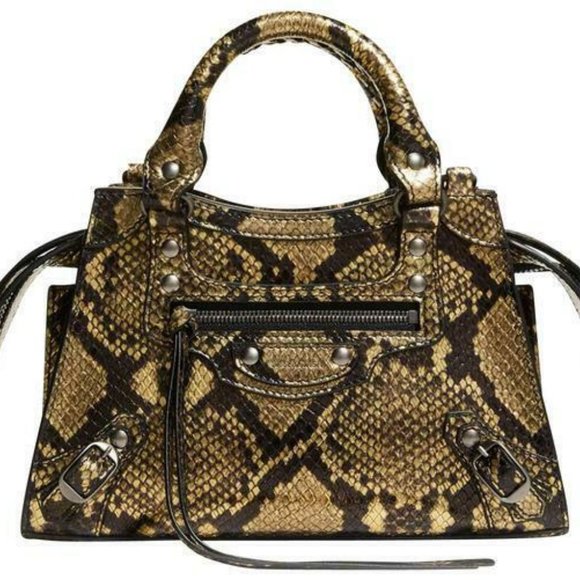 Balenciaga Handbags - $1990 Balenciaga Neo Classic City Mini Metallic Python-Print Satchel Bag Beauty
